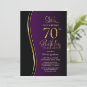ブラック ゴールド パープル サプライズ 70歳の誕生日 招待状 (スタンド正面)