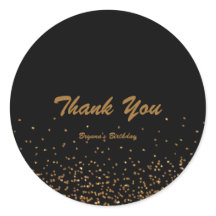 ブラック＆ゴールド ファイングリッター シックパーティーフェイバーステッカー