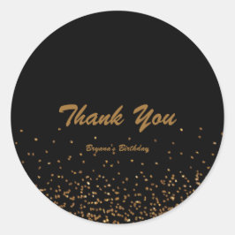 ブラック＆ゴールド ファイングリッター シックパーティーフェイバーステッカー ラウンドシール