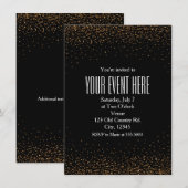 ブラック＆ゴールド ファイングリッター シックパーティー招待状 招待状 (正面/裏面)