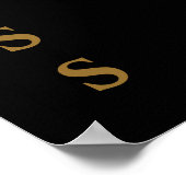 ブラック/ゴールド ファミリー ネーム フォト ディスプレイ ポスター (角)