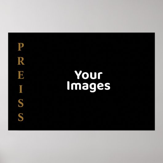 ブラック/ゴールド ファミリー ネーム フォト ディスプレイ ポスター (正面)