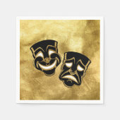 ブラック・ゴールド・フォイル・コメディと悲劇結婚劇場 スタンダードカクテルナプキン (正面)