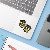 ブラック・ゴールド・フォイル・コメディーと悲劇シアター シール (ノートパソコンとiPhone)