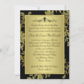 ブラック ゴールド フラワー 50周年 誕生日 招待状 2 (裏面)