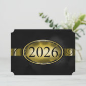 ブラック＆ゴールド フローラルボタン 2026 カード (スタンド正面)