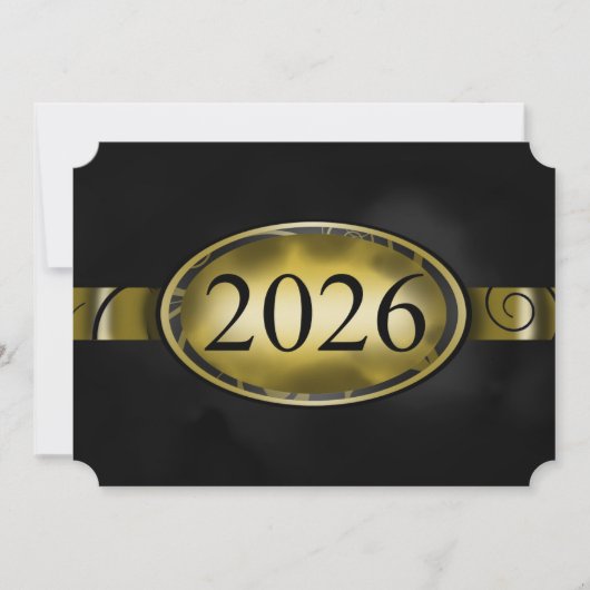 ブラック＆ゴールド フローラルボタン 2026 カード (正面)