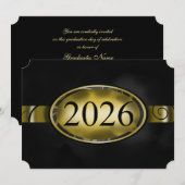 ブラック＆ゴールド フローラルボタン 2026 カード (正面/裏面)