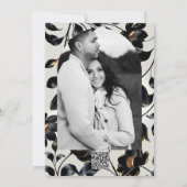 ブラック＆ゴールド フローラル グレージュ ウェディング サンクス 招待状 (裏面)