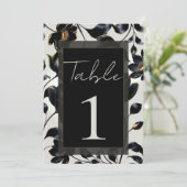ブラック＆ゴールド フローラル グレージュ ウェディング テーブル ナンバー 招待状 (スタンド正面)