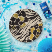 ブラック ゴールド ブラウン 動物園の動物 サファリ プリント パーティー ペーパープレート (パーティー)