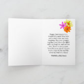 ブラック ゴールド ブルー ジェムストーン フローラル ハッピーアニバーサリー サンキューカード (内部)