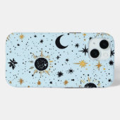 ブラック ゴールド ブルー 天体 太陽 月 星 Case-Mate iPhoneケース (裏面 (横))
