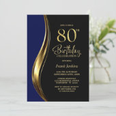 ブラック ゴールド ブルー 80歳の誕生日パーティー 招待状 (スタンド正面)