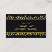 ブラック＆ゴールド ベビーズブレス フラワー ビジネスカード (裏面)