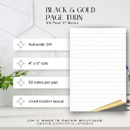 ブラック＆ゴールド ページターニング 3M ポストイット® ノート ポストイット