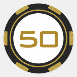 ブラック ゴールド ホワイト ポーカー チップ カジノ 誕生日 ナンバー ラウンドシール