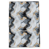 ブラック ゴールド & ホワイト マーブルプリント デザイナー ギフトバッグ (正面)