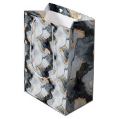 ブラック ゴールド & ホワイト マーブルプリント デザイナー ギフトバッグ (裏面アングル)