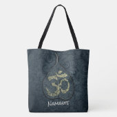 ブラック&ゴールド ボディ葉 OM シンボル ヨガ インストラクター トートバッグ (裏面)