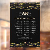 ブラック＆ゴールド マーブル アゲート ビューティー サロン アワー ウィンドウサイン (シート2)