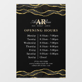 ブラック＆ゴールド マーブル アゲート ビューティー サロン アワー ウィンドウサイン (シート)