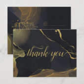 ブラック&ゴールド マーブル サンクス ポストカード (正面/裏面)