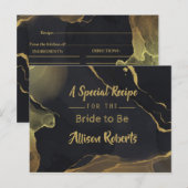 ブラック＆ゴールド マーブル ブライダルシャワー ポストカード (正面/裏面)