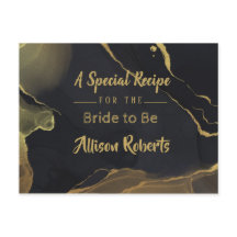 ブラック＆ゴールド マーブル ブライダルシャワー ポストカード