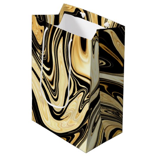 ブラック＆ゴールド ミディアムペーパーバッグ (正面アングル)
