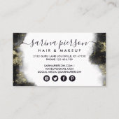 ブラック＆ゴールド モダンアート 液体水彩インク 予約カード (裏面)