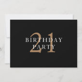 ブラック&ゴールド モダン写真 21歳の誕生日 招待状 (裏面)