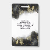 ブラック&ゴールド モダン液体水彩 ID バッジ (裏面)