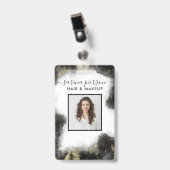 ブラック&ゴールド モダン液体水彩 ID バッジ (正面 (クリップ付))