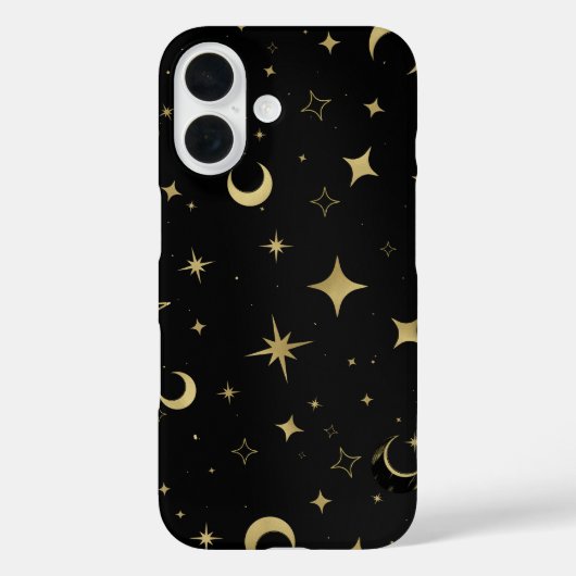 ブラック&ゴールド モダン セレスチャル ムーン スターズ Case-Mate iPhoneケース (裏面)