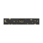 ブラック＆ゴールド モダン セレスティアル 月 星 ウェディング 招待状ベリーバンド (フラット)