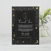 ブラック&ゴールド モダン 天体 月 星 ありがとう 招待状 (スタンド正面)