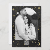 ブラック&ゴールド モダン 天体 月 星 ありがとう 招待状 (裏面)