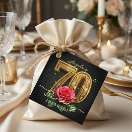 ブラック ゴールド レッド ローズ 70歳の誕生日 お礼 フェイバータグ