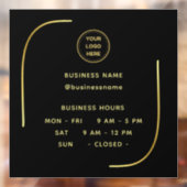ブラック＆ゴールド、ロゴ付き営業時間 開店時間 ウィンドウサイン (シート2)