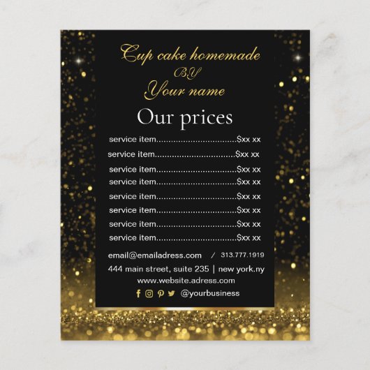 ブラック&ゴールド 価格表サービス キラキラ チラシ (正面)