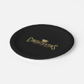 ブラック&ゴールド 卒業おめでとう クラスの卒業 ペーパープレート (アングル)