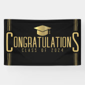 ブラック＆ゴールド 卒業おめでとう クラスの卒業 横断幕 (横)