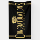 ブラック＆ゴールド 卒業おめでとう クラスの卒業 横断幕 (縦)