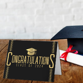 ブラック＆ゴールド 卒業おめでとう 卒業クラス サンキューカード