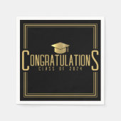 ブラック＆ゴールド 卒業おめでとう 卒業クラス スタンダードカクテルナプキン (正面)