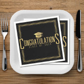 ブラック＆ゴールド 卒業おめでとう 卒業クラス スタンダードカクテルナプキン