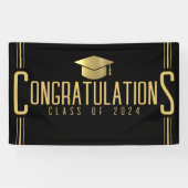ブラック＆ゴールド 卒業おめでとう 卒業クラス 横断幕 (横)