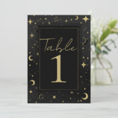ブラック＆ゴールド 天体 月 星 テーブルナンバー (スタンド正面)