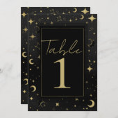 ブラック＆ゴールド 天体 月 星 テーブルナンバー (正面/裏面)